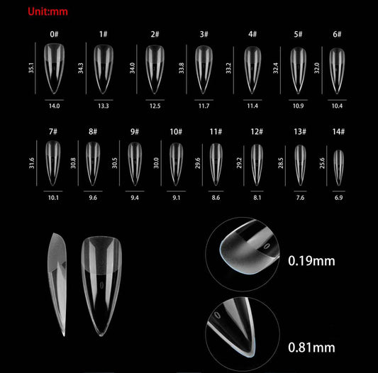 Long Almond Structured Gel-X Tips, 300pcs