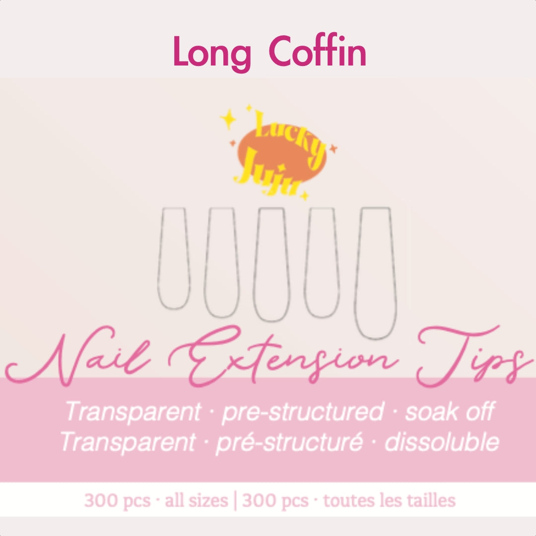Long Coffin Structured Gel-X Tips, 300pcs