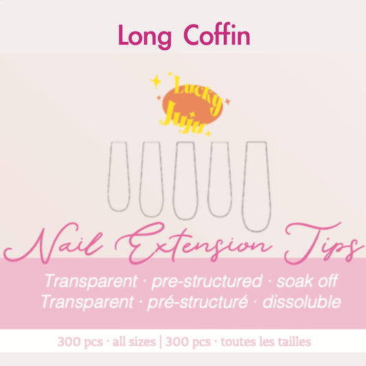 Long Coffin Structured Gel-X Tips, 300pcs