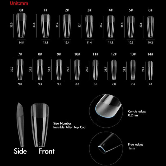 Long Coffin Structured Gel-X Tips, 300pcs