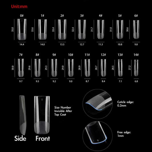 Long Square Structured Gel-X Tips, 300pcs