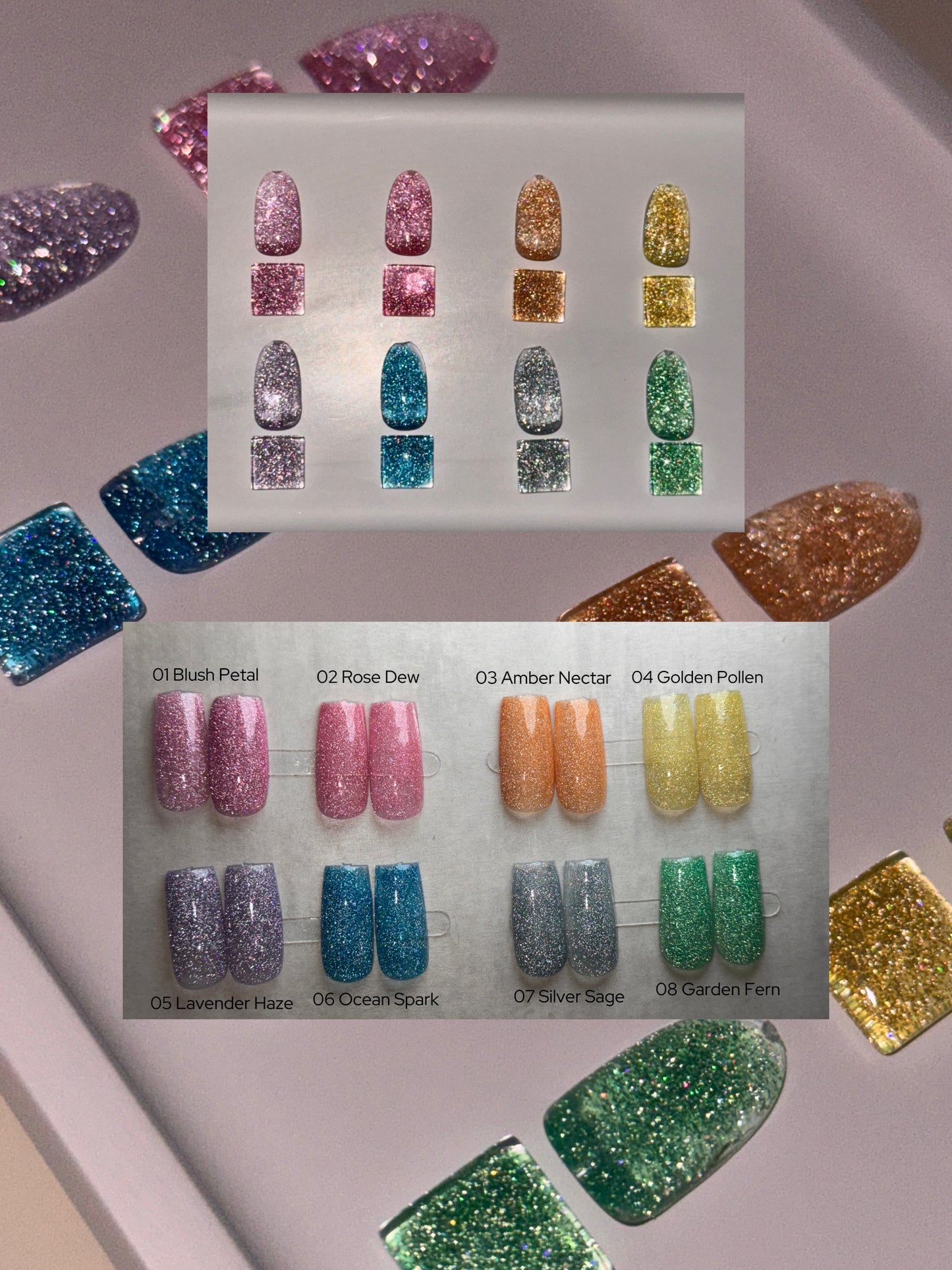Flora Dew Collection HEMA-Free Diamond Glitter Gel Set