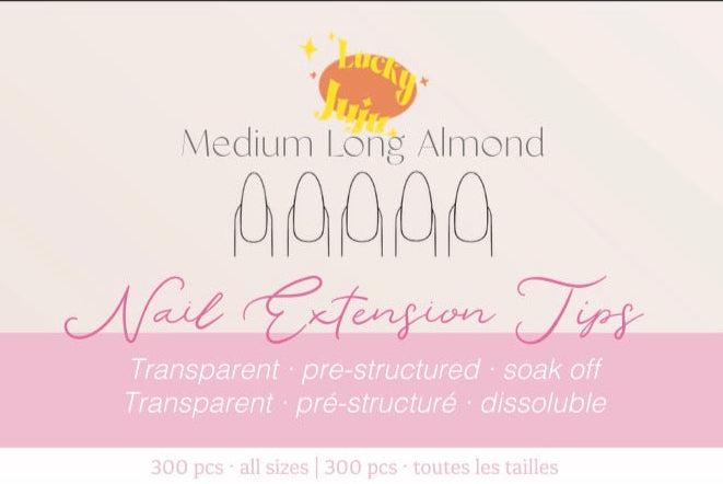 Medium Long Almond Structured Gel-X Tips, 300pcs