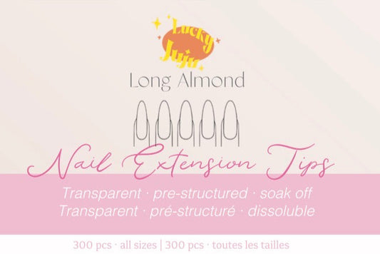 Long Almond Structured Gel-X Tips, 300pcs