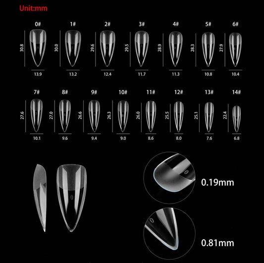 Medium Long Almond Structured Gel-X Tips, 300pcs