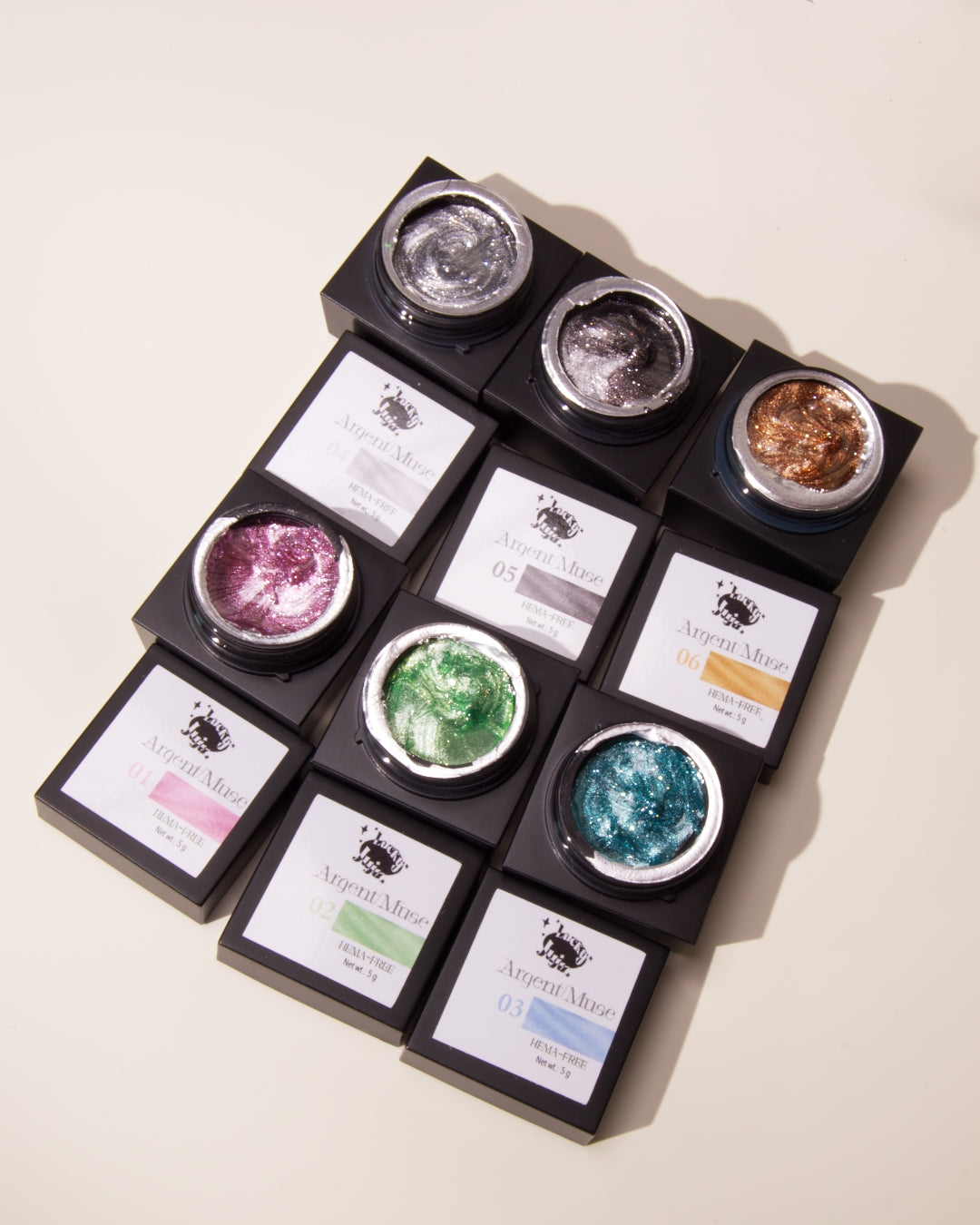 Argent Muse #04 Silver Aura, HEMA-Free Glitter Art Gel