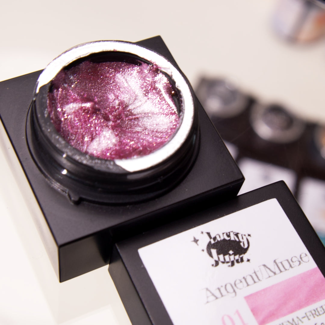 Argent Muse #01 Rose Veil, HEMA-Free Glitter Art Gel