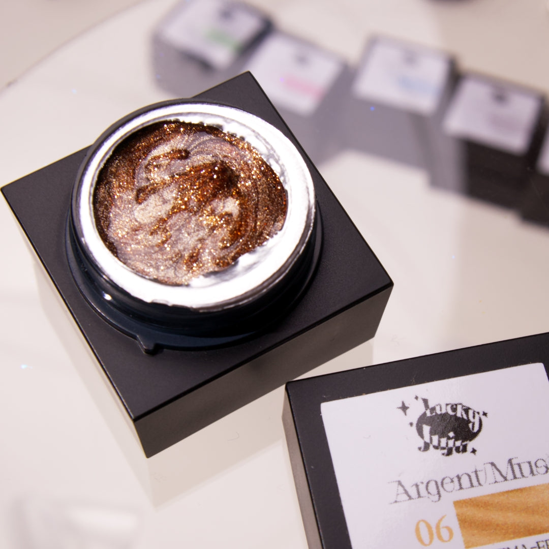 Argent Muse #06 Bronze Halo, HEMA-Free Glitter Art Gel